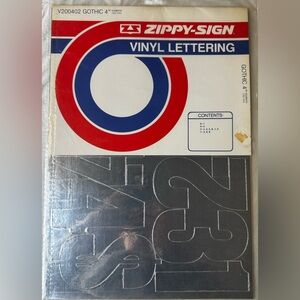 Zippy-Sign Vinyl Numbers Kit Silver 4” Gothic